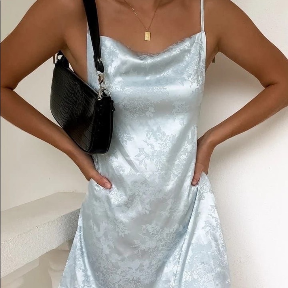 Shekou blue satin dress